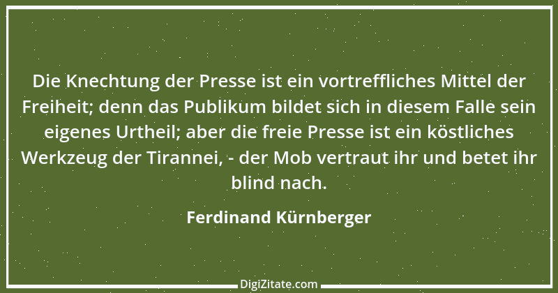 Zitat von Ferdinand Kürnberger 1